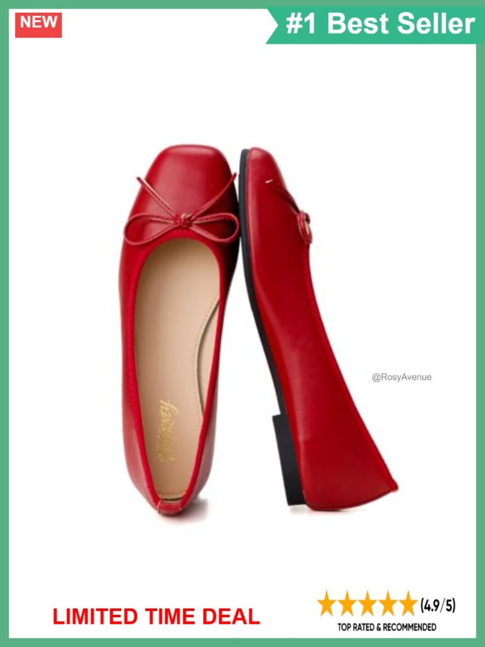 Faux Leather Bow Square Toe Ballet Flats Slip On Women's Shoes